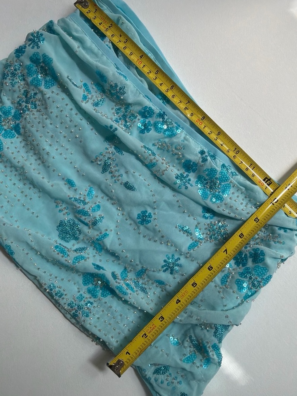 Y2K style miniskirt with glass beads and sequins. Mermaidcore, vacation, mini - Picture 7 of 8